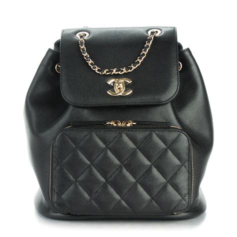 CHANEL Caviar Quilted Business Affinity Backpack Black 171650 